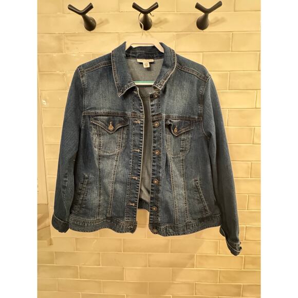 Style & Co Denim Jacket Women’s 18W Blue Jean Coat Plus Size - Picture 2 of 4